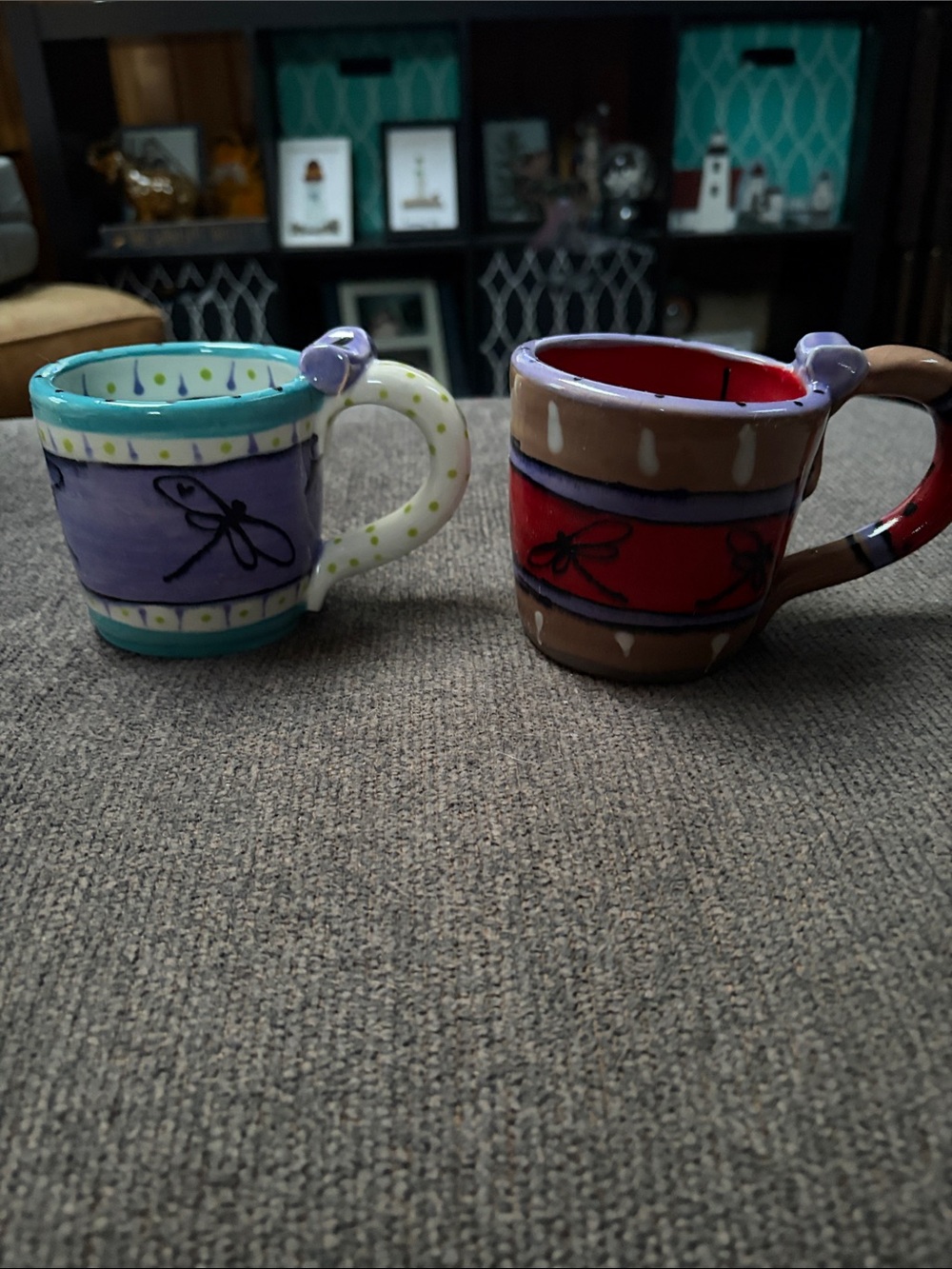 Hand-Painted Ceramic Dragonfly Mugs